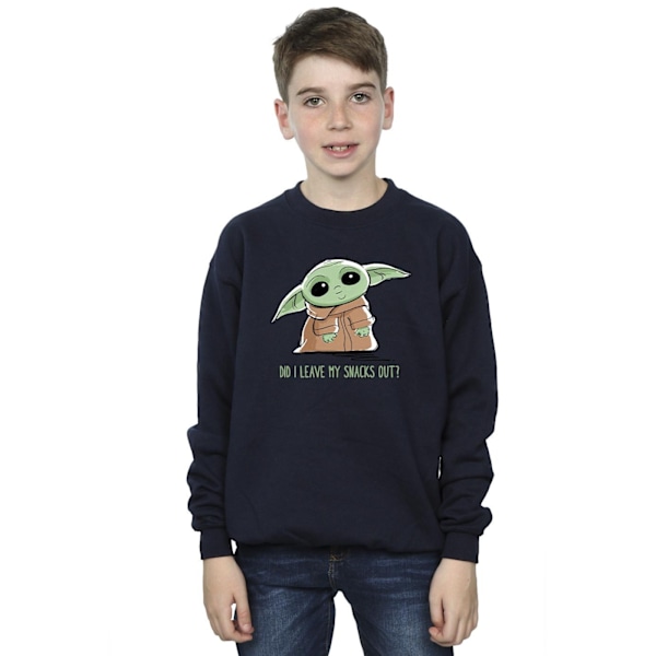 Star Wars Pojkar The Mandalorian Grogu Snacks Meme Sweatshirt 12- Navy Blue 12-13 Years