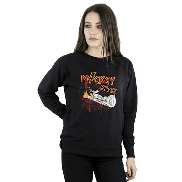 Disney Womens/Ladies Mickey Mouse Smash Guitar Rock Sweatshirt Black S