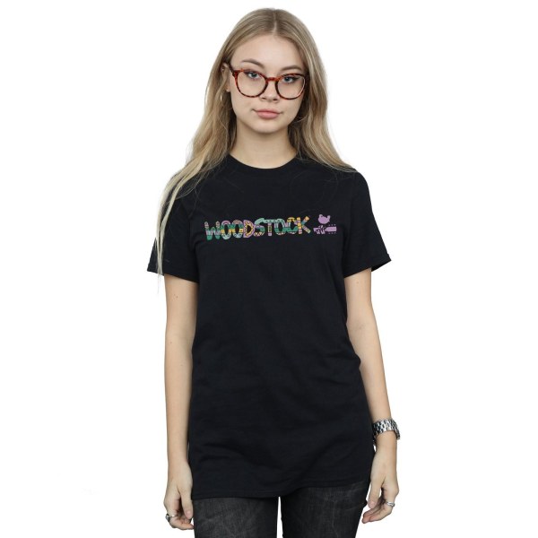 Woodstock Womens/Ladies Aztec Logo Cotton Boyfriend T-Shirt 3XL Black 3XL