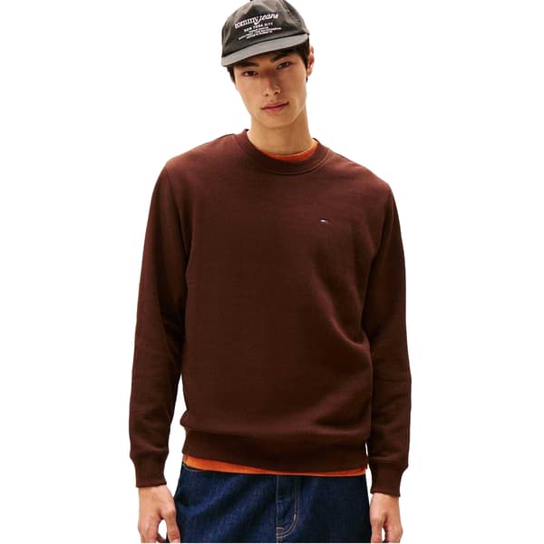 Tommy Jeans Sweatshirt med fleecefoder för män S Brun Brown S