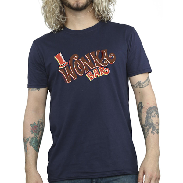 Willy Wonka Bar Logo T-shirt för män, marinblå, M Navy Blue M