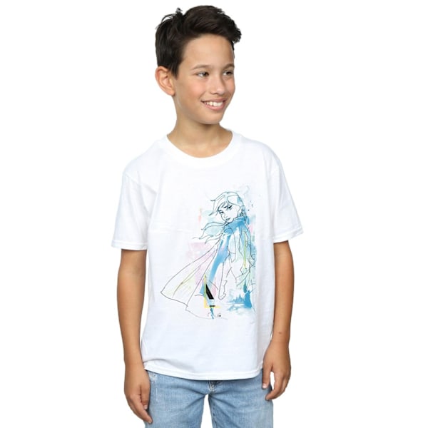 Disney Boys Frozen 2 Anna Vattenfärg Skiss T-shirt 7-8 år White 7-8 Years