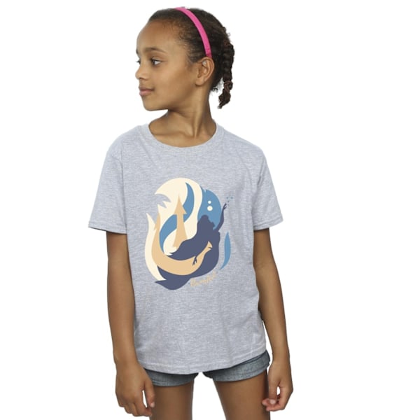 Disney Girls The Little Mermaid Colour Silhouettes Bomull T-shirt Sports Grey 3-4 Years