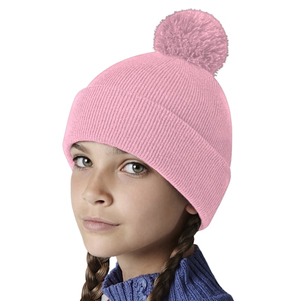 Beechfield Barn/Barn Original Pom Pom Beanie En Storlek Damm Dusty Pink One Size