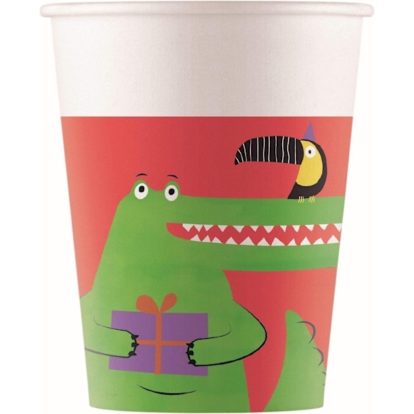 Pappersmugg Krokodil (8-pack) One Size Vit/Röd/Grön White/Red/Green One Size