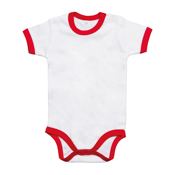 Babybugz Baby Ringer Bodysuit 3-6 månader Vit/Röd White/Red 3-6 Months