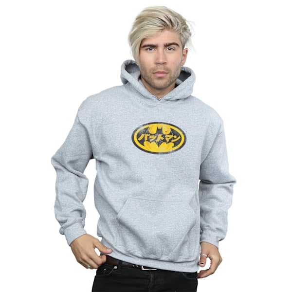 DC Comics Herr Batman Japansk Logotyp Gul Hoodie XXL Sports Grå Sports Grey XXL