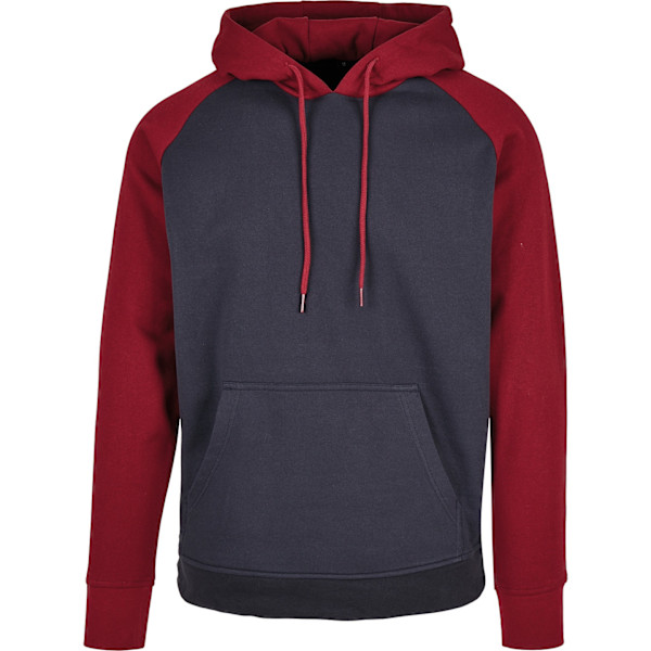 Bygg ditt varumärke Herr Basic Raglan Hoodie M Marinblå/Burgundy Navy/Burgundy M