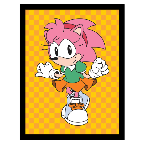 Sonic The Hedgehog Amy inramad affisch 40cm x 30cm Gul/Multico Yellow/Multicoloured 40cm x 30cm