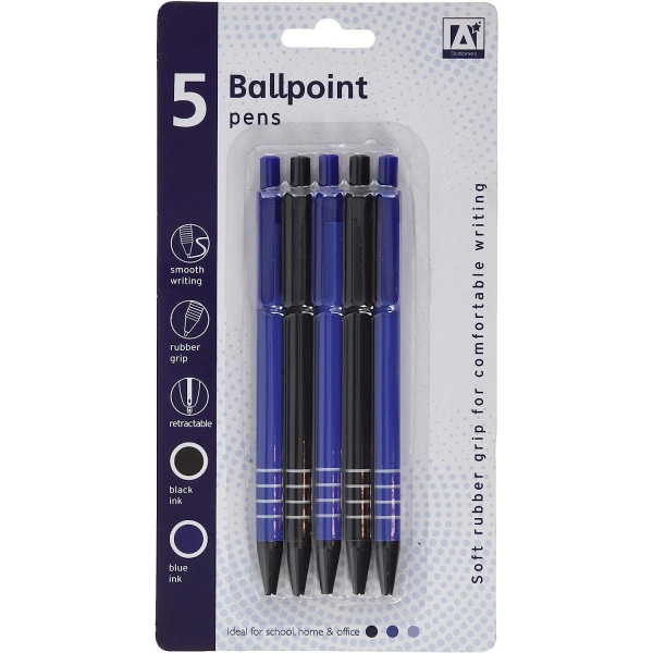 Anker infällbar penna (pack med 5) One size svart/blå Black/Blue One Size
