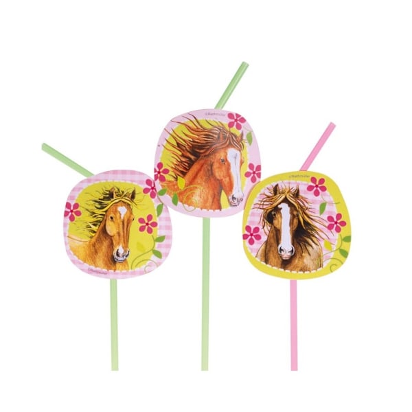 Engångssugrör med hästmotiv (8-pack) En storlek Flerfärgad Multicoloured One Size