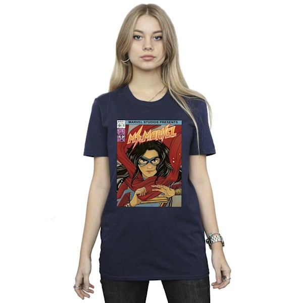 Marvel Womens/Ladies Ms Marvel Comic Poster Bomull Boyfriend T-shirt Navy Blue 3XL