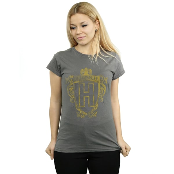 Harry Potter Dam/Kvinnor Hufflepuff Badger Crest Bomull T-shirt Charcoal M