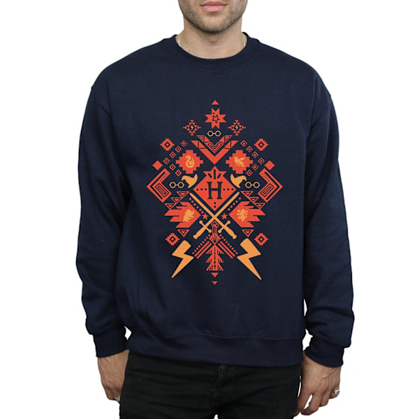 Harry Potter Jul Fair Isle Sweatshirt XXL Marinblå Navy Blue XXL