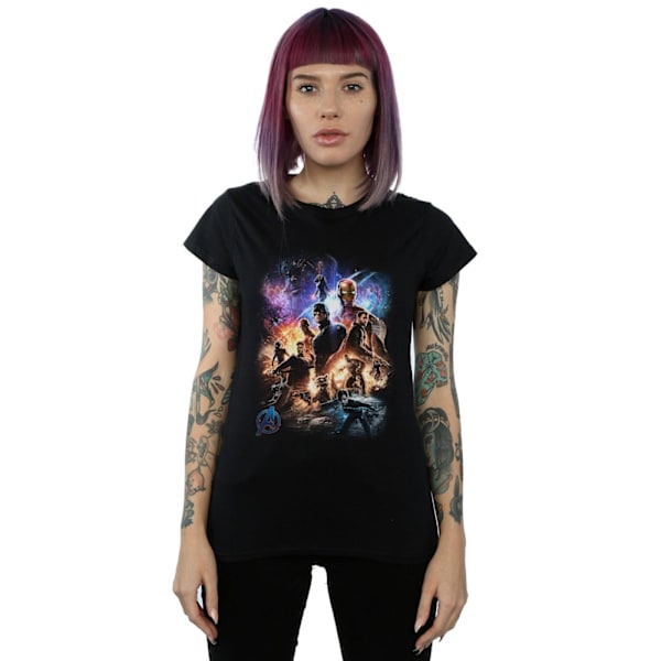 Marvel Womens/Ladies Avengers Endgame Character Montage Bomull Black L