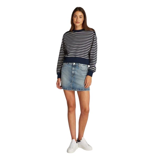 Tommy Hilfiger Dam/Dam Randig Båtringad Normal Sweatshirt Black/White 14 UK