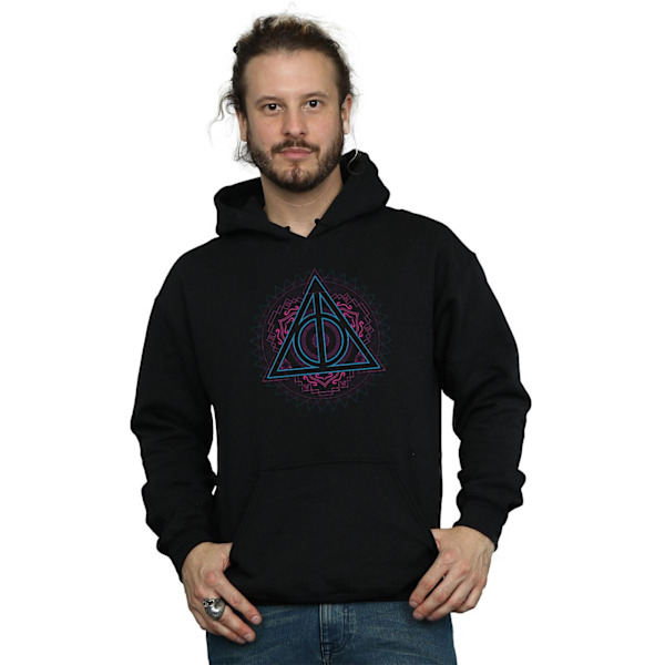 Harry Potter Neon Deathly Hallows Hoodie S Svart Black S