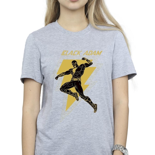 DC Comics Dam/Kvinnor Black Adam Golden Bolt Bröst Bomull Pojkvän Sports Grey L