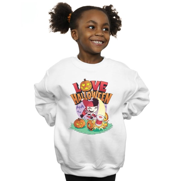 DC Comics Girls Super Friends Harley Quinn Love Halloween Sweatshirt White 3-4 Years