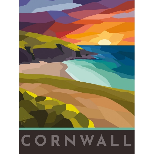 Georgina Westley Cornwall målat glas inramat print 40c Multicoloured 40cm x 30cm