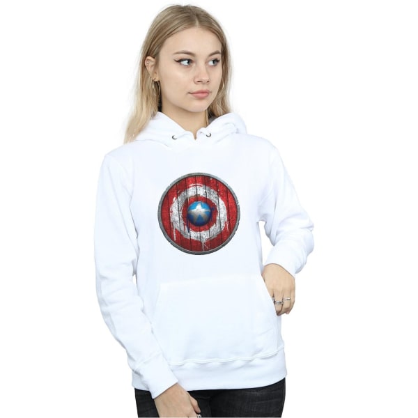 Marvel Dam/Kvinnor Captain America Träsköld Hoodie L Vit White L