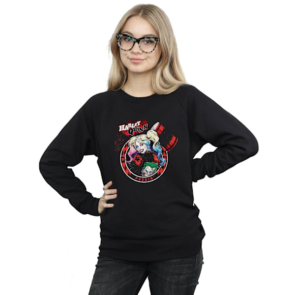 DC Comics Dam/Kvinnor Harley Quinn Joker Patch Sweatshirt L B Black L