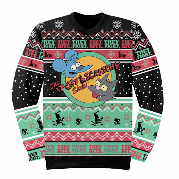 The Simpsons Unisex Vuxen Itchy And Scratchy Show Stickad Tröja Multicoloured XL