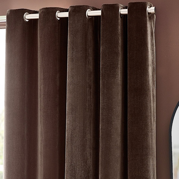 Yard Chenille Velvet Öglett Gardiner 168cm x 183cm Brun Brown 168cm x 183cm