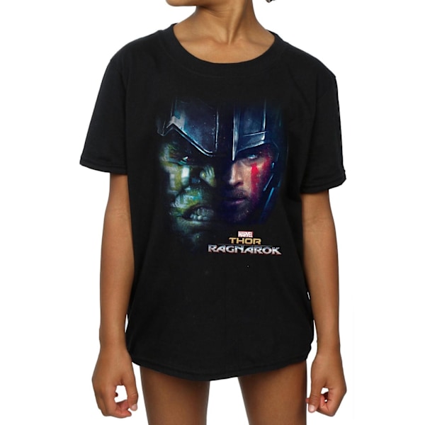 Marvel Girls Thor Ragnarok Hulk Split Face Bomull T-shirt 7-8 år Black 7-8 Years