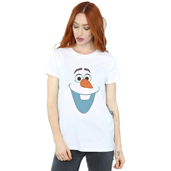 Disney Dam/Damer Frozen Olaf Ansikte Bomull Boyfriend T-Shirt White XXL