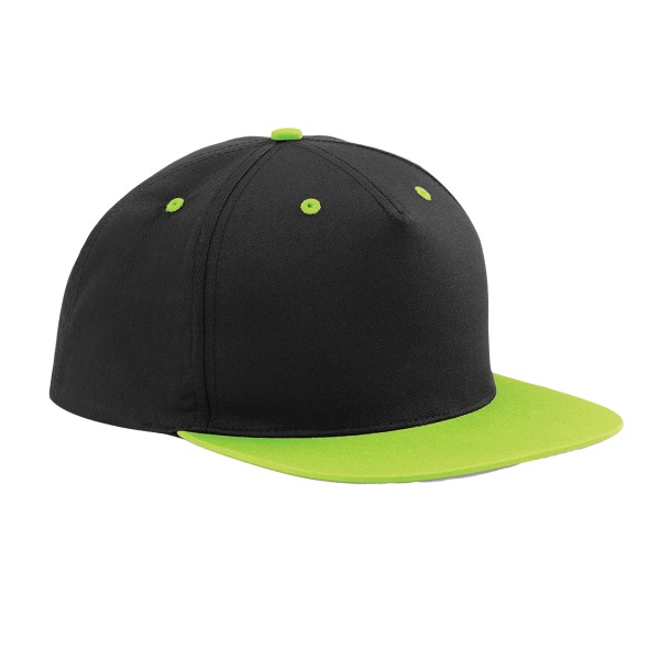 Beechfield Unisex Adult Contrast 5 Panel Snapback Cap One Size Black/Lime Green One Size