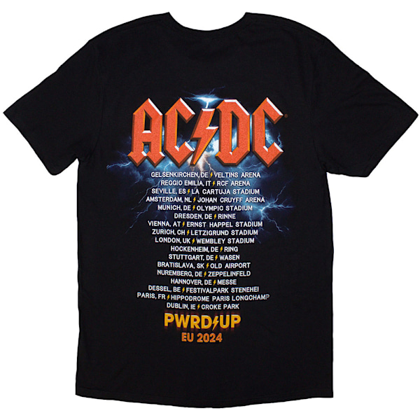 AC/DC Unisex Vuxen PWRD-UP In Rock We Trust T-shirt med tryck på ryggen Black 3XL