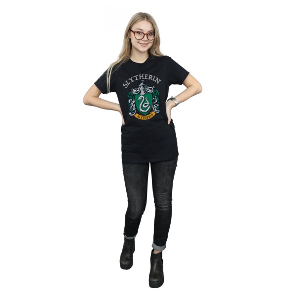 Harry Potter Dam/Kvinnor Slytherin Crest Bomull Boyfriend T-Shirt XL Svart Black XL