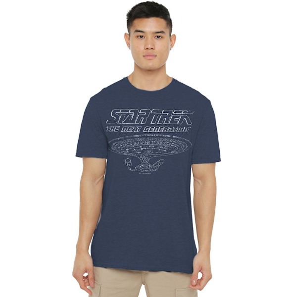 Star Trek Unisex Vuxen The Next Generation Enterprise T-Shirt X Navy XXL