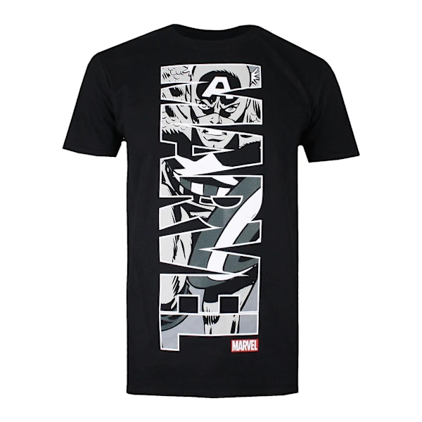 Captain America Herr Vertical T-Shirt L Svart/Grå Black/Grey L