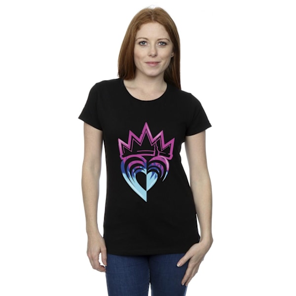 Disney Dam/Dam T-shirt i bomull med rosa krona för kvinnor/damer, storlek L, svart Black L