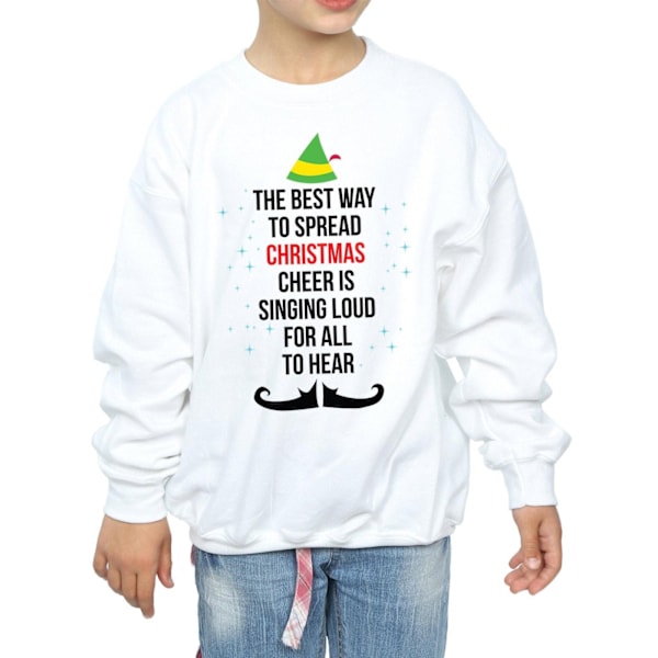 Elf Girls Christmas Cheer Text Sweatshirt 5-6 år Vit White 5-6 Years