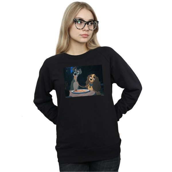 Disney Dam/Kvinnor Lady Och Lufsen Spaghetti Slurp Sweatshirt Black XXL