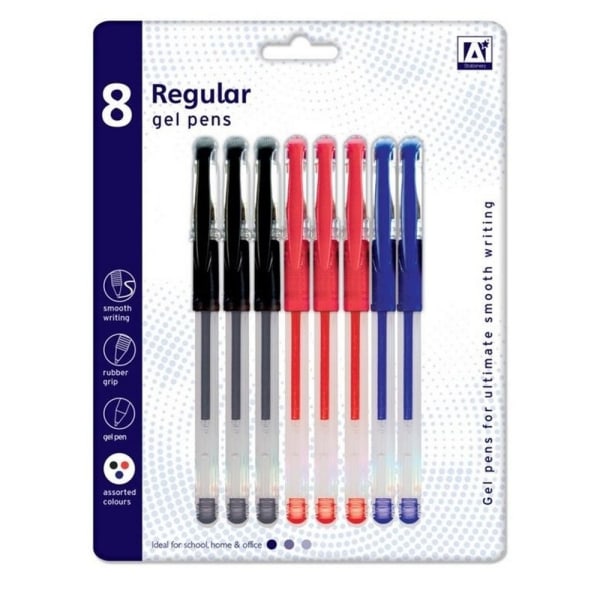 A Star Regular Gel Pens (paket med 8) 1,5 x 21 x 16,5 cm Svart/Röd Black/Red/Blue 1.5 x 21 x 16.5cm