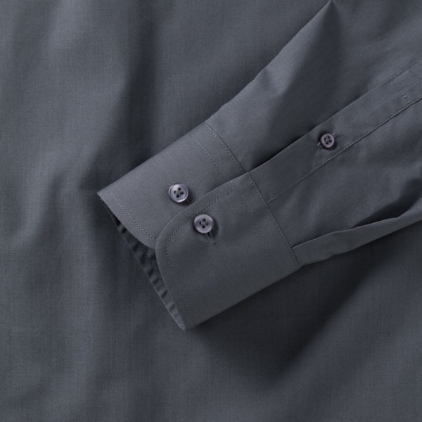 Russell Collection Herr Långärmad Poly-Cotton Easy Care Skräddarsydd Poplin Convoy Grey XL