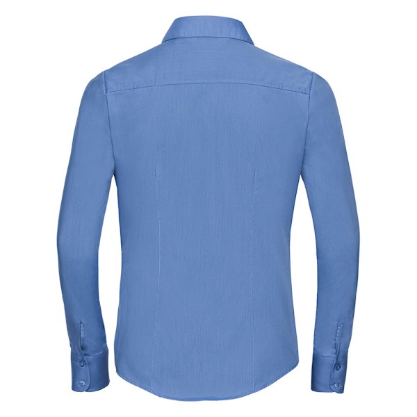 Russell Collection Dam/Damer Poplin Fitted Långärmad Formell Skjorta Corporate Blue 22 UK