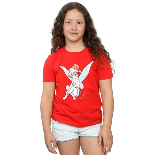 Disney Girls Tinkerbell Julfe T-shirt i bomull 7-8 år Red 7-8 Years