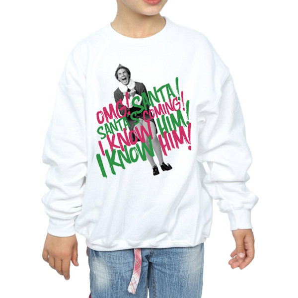 Elf Girls Santa´s Coming Sweatshirt 7-8 år Vit White 7-8 Years