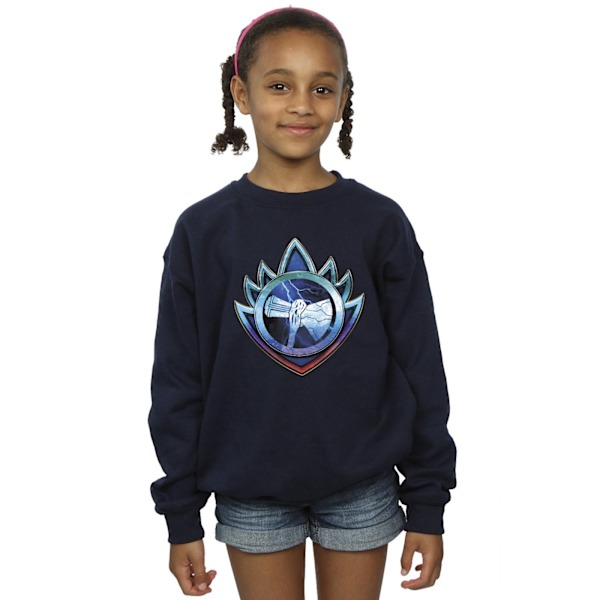 Marvel Girls Thor Love And Thunder Stormbreaker Crest Sweatshirt Navy Blue 12-13 Years