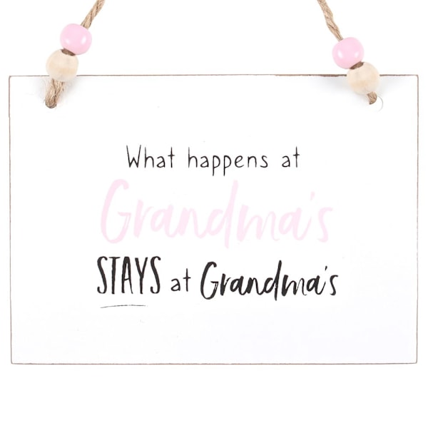 Något Annorlunda Vad Som Händer Hos Mormor Hängande Skylt En White/Pink/Black One Size