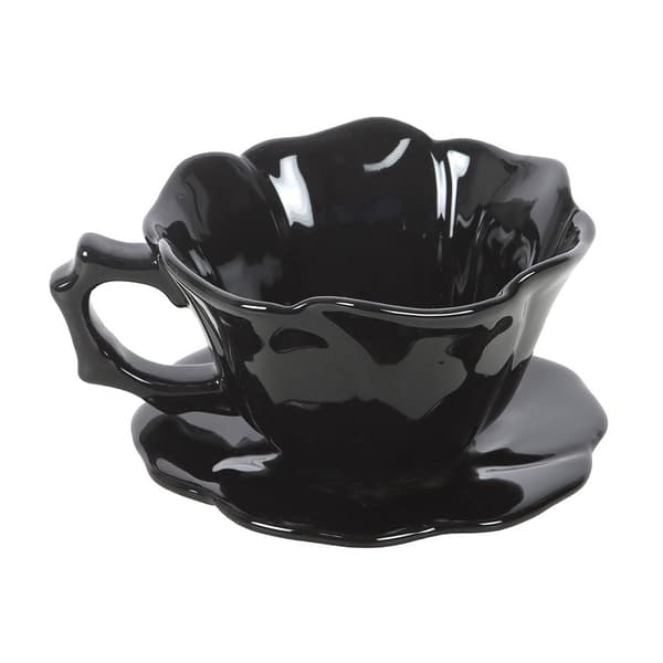 Something Different Rose Teacup & Saucer One Size Black Black One Size