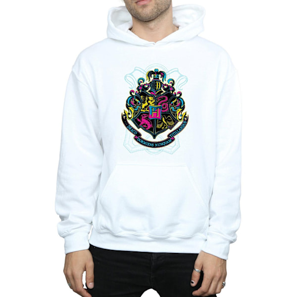 Harry Potter Neon Hogwarts Crest Hoodie S Vit White S