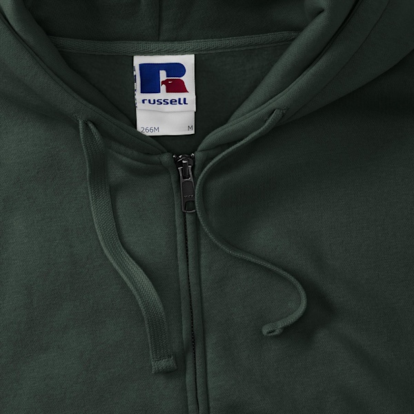 Russell Herr Authentic Full Zip Hooded Sweatshirt / Hoodie 2XL Bottle Green 2XL