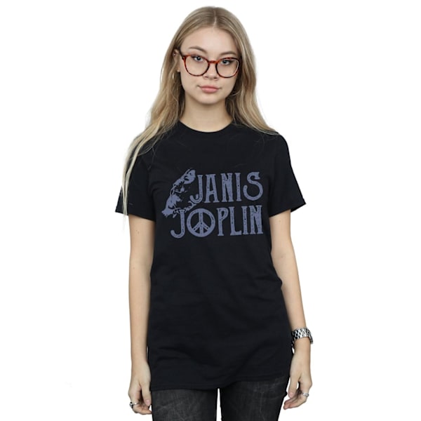 Janis Joplin Dam/Damer Typlogotyp Bomull Pojkvän T-shirt X Black XL