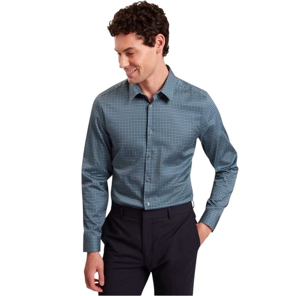 Ted Baker Herr Geometrisk Långärmad Skjorta M Marinblå Navy M